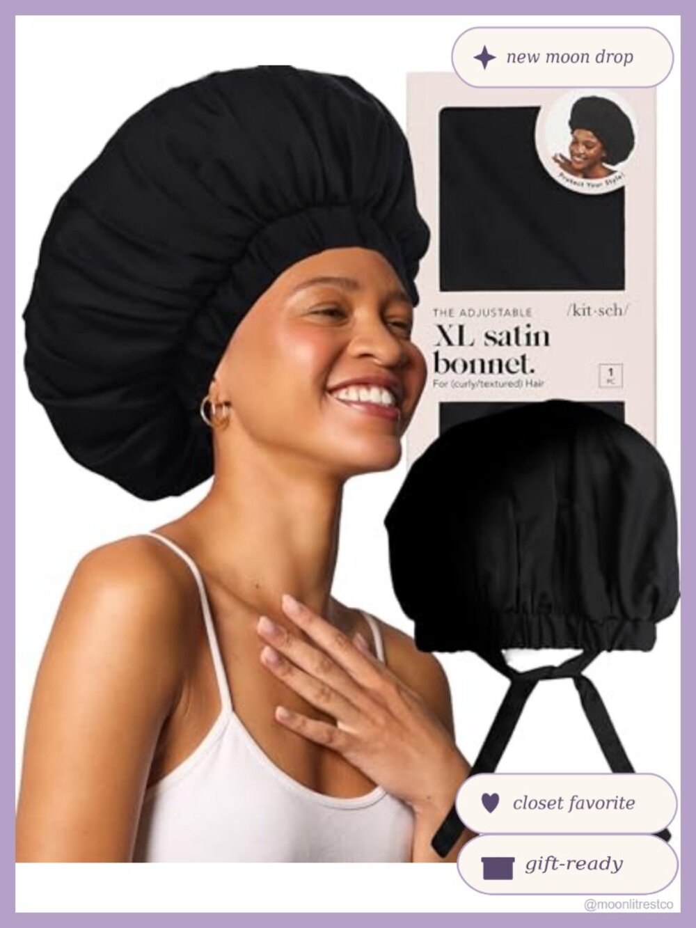 XL Adjustable Satin Bonnet for Sleeping – Frizz Prevention & Curl Protection